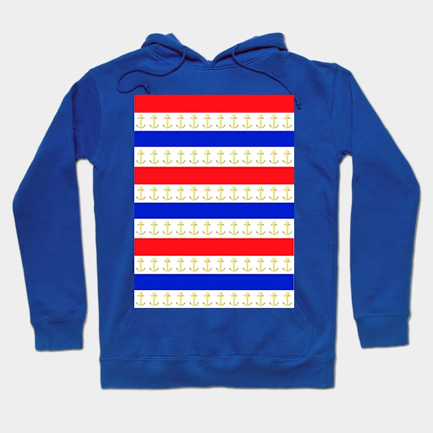 Red White Blue Anchors Away Hoodie by SartorisArt1